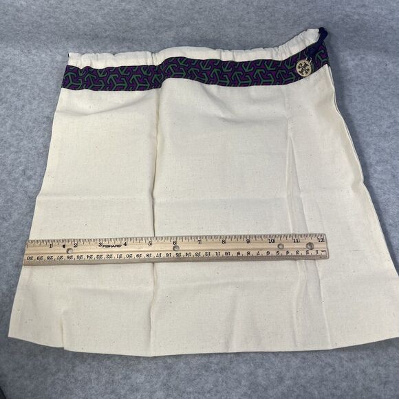 Tory Burch Dust Bag Cover Cotton Canvas with Gold Plated Metal Charm 14" x 14" - Picture 5 of 6